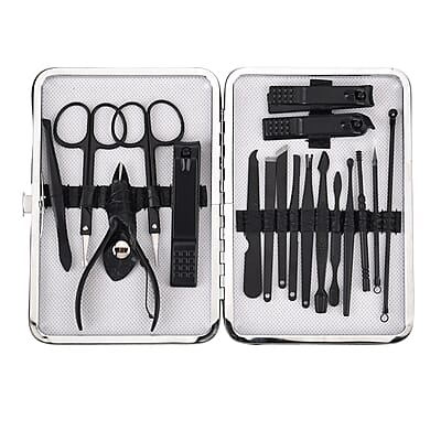 Livmore All in One 18 Piece Nail Care Set in Black Travel Case
