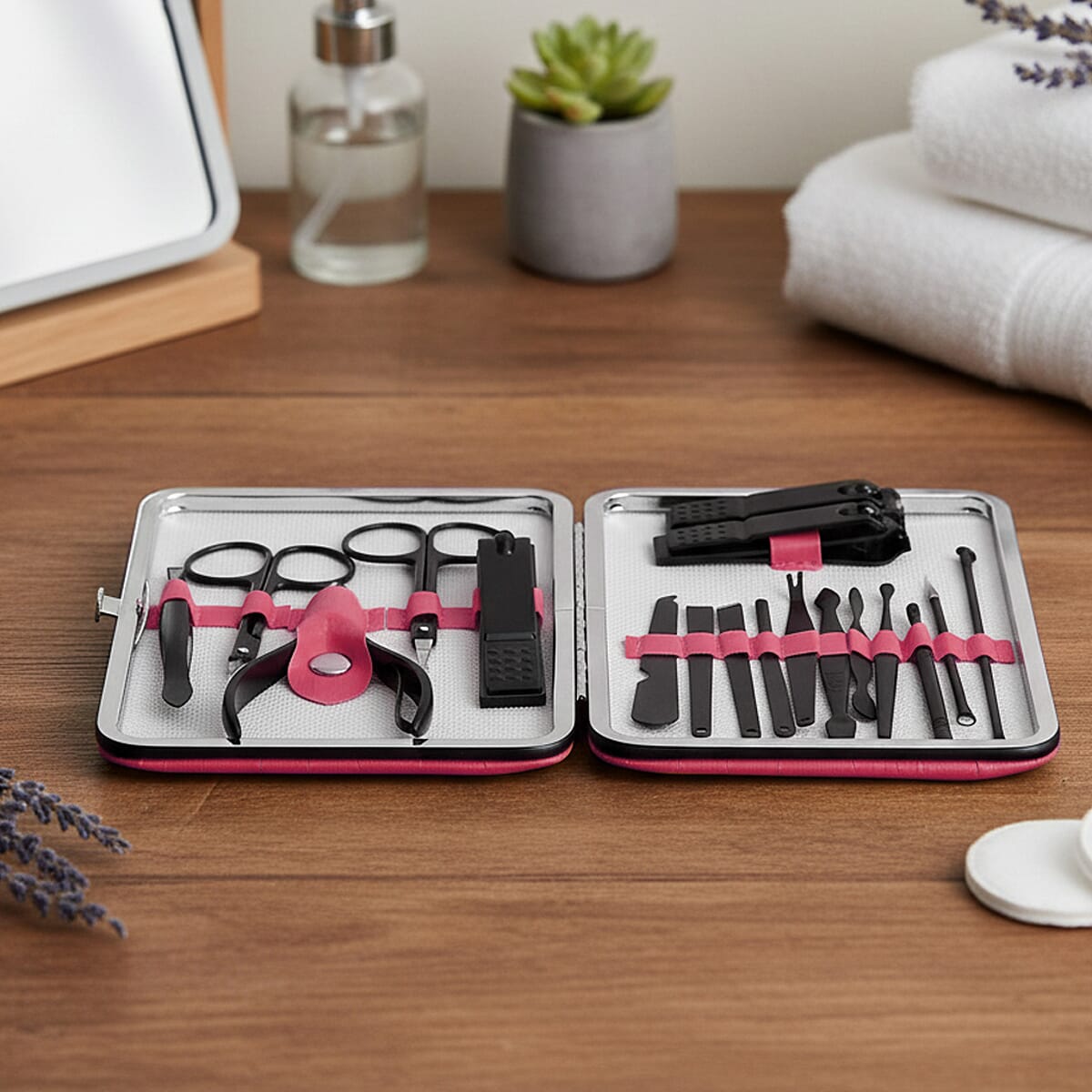 Livmore Dark Pink 18 Piece Manicure Set image number 1