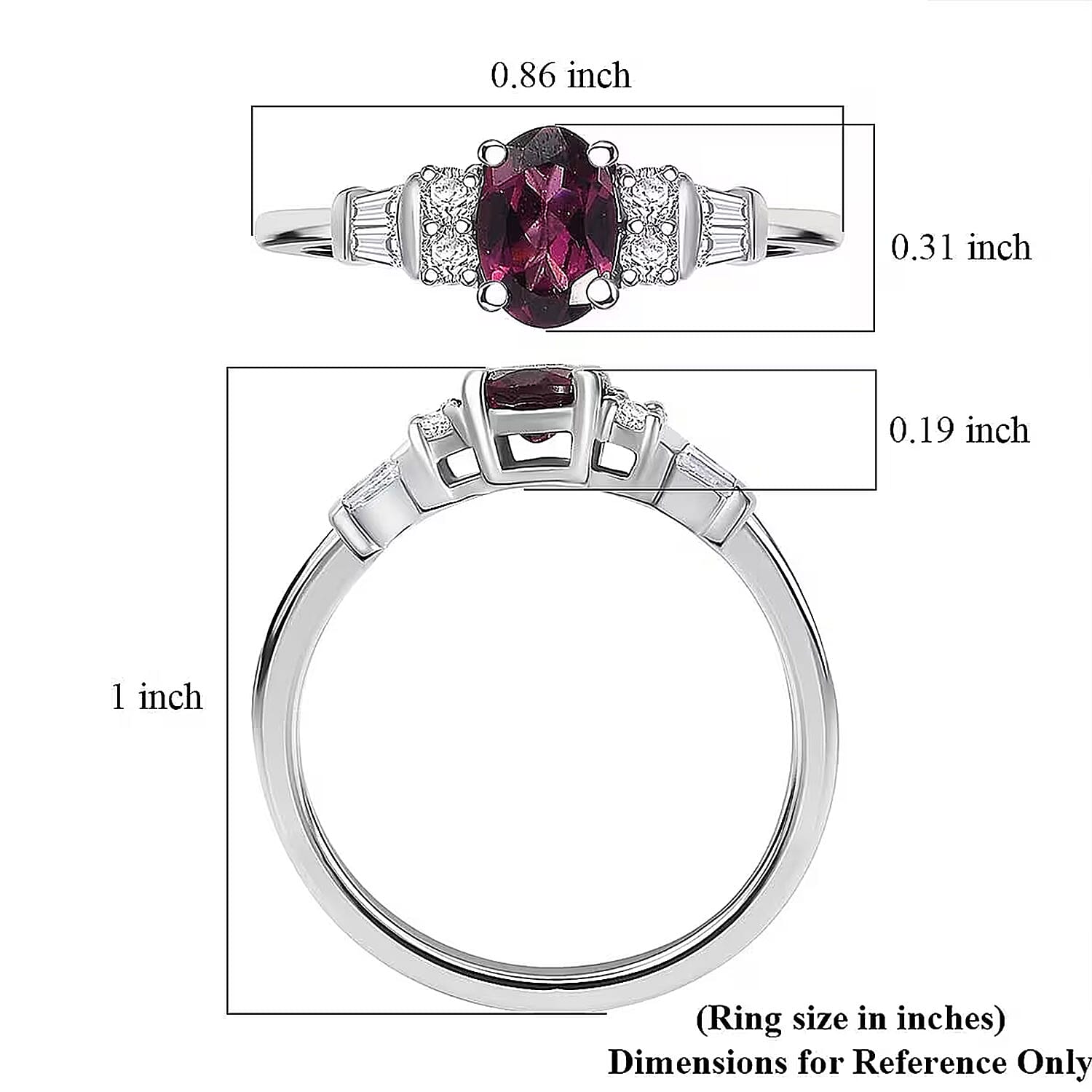D'Joy Radiant Ember Garnet and Moissanite 1.25 ctw Ring in Rhodium Over Sterling Silver (Size 10.0)