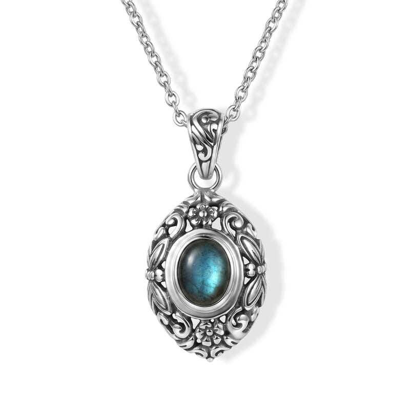 D'Joy Bali Legacy Malagasy Labradorite 2.85 ctw Pendant without Chain in Sterling Silver
