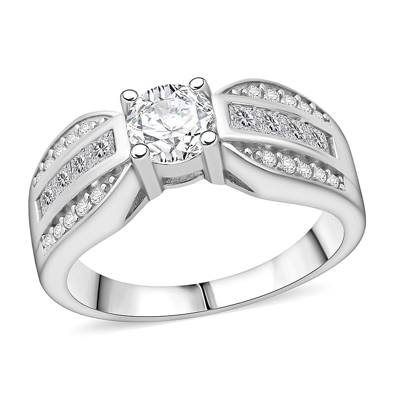 Simulated Diamond Ring in Sterling Silver (Size 6.5)