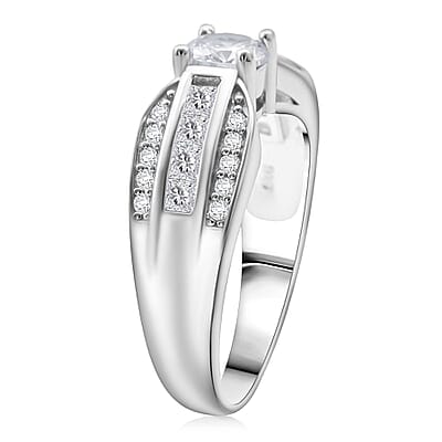 Simulated Diamond Ring in Sterling Silver (Size 6.5)