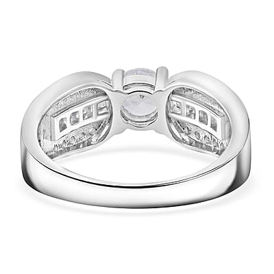 Simulated Diamond Ring in Sterling Silver (Size 6.5)