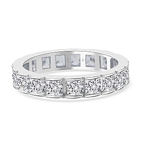 Simulated Diamond 1.95 ctw Ring in Rhodium Over Sterling Silver (Size 6.5)