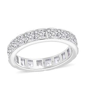 Simulated Diamond 1.95 ctw Ring in Rhodium Over Sterling Silver (Size 6.5)