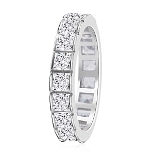 Simulated Diamond 1.95 ctw Ring in Rhodium Over Sterling Silver (Size 6.5)
