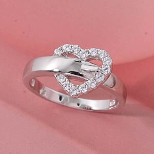 Simulated Diamond 1.07 ctw Ring in Rhodium Over Sterling Silver (Size 8)