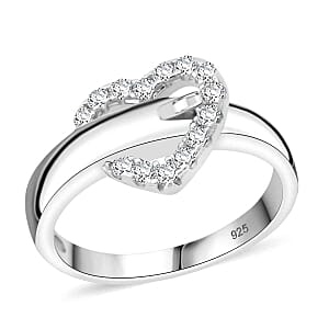 Simulated Diamond 1.07 ctw Ring in Rhodium Over Sterling Silver (Size 8)