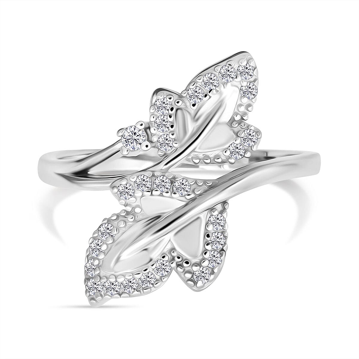 Simulated Diamond 0.65 ctw Ring in Rhodium Over Sterling Silver (Size 8)