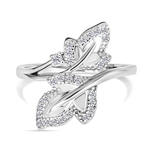 Simulated Diamond 0.65 ctw Ring in Rhodium Over Sterling Silver (Size 8)