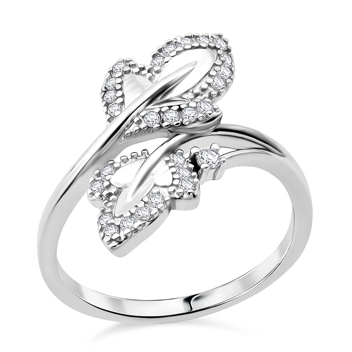 Simulated Diamond 0.65 ctw Ring in Rhodium Over Sterling Silver (Size 8)