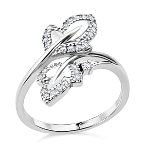 Simulated Diamond 0.65 ctw Ring in Rhodium Over Sterling Silver (Size 8)