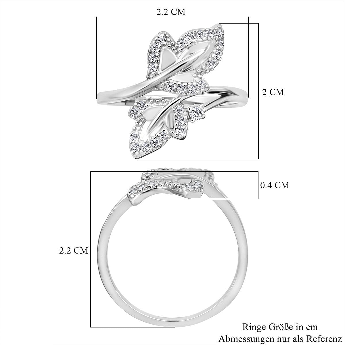 Simulated Diamond 0.65 ctw Ring in Rhodium Over Sterling Silver (Size 8)