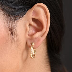 Luxoro 10K Yellow Gold Textured Hoop Earrings (2.50 Grams)