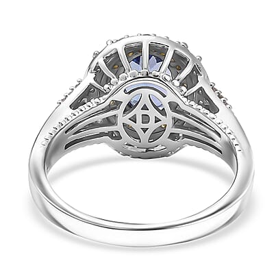 D'Joy Premium Tanzanite, Natural Yellow, White Diamond Ring in Rhodium Over Sterling Silver 1.60 ctw (Size 10.0)
