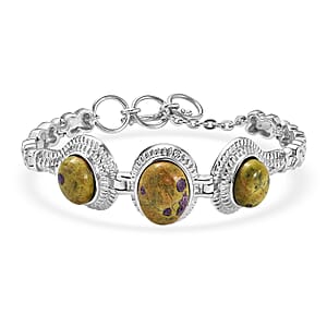 EverTrue Tasmanian Sticahtite 18.60 ctw Trinity Harmony Bracelet in Stainless Steel (6.50-7.0In)