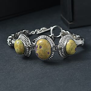 EverTrue Tasmanian Sticahtite 18.60 ctw Trinity Harmony Bracelet in Stainless Steel (6.50-7.0In)