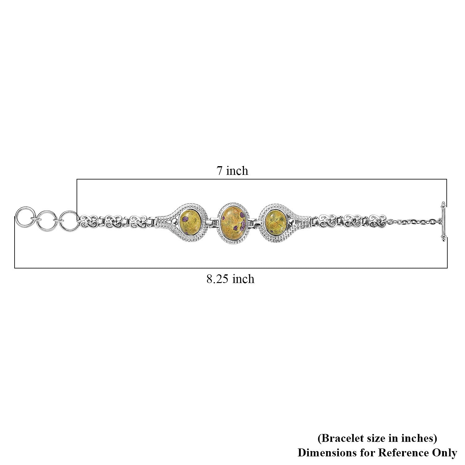 EverTrue Tasmanian Stichtite 18.60 ctw Trinity Harmony Bracelet in Stainless Steel (6.50-7.0In)