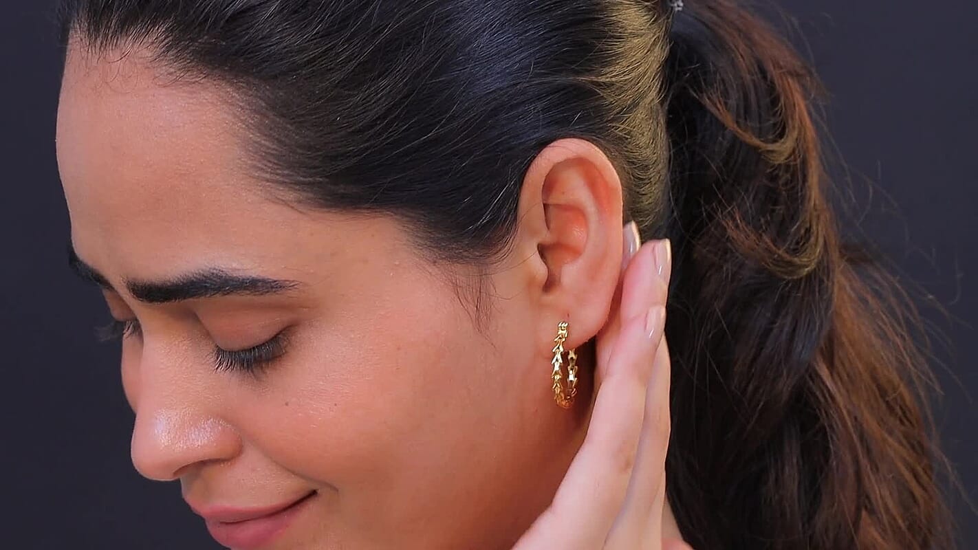 EverTrue Bronzella Collection Chevron Hoop Earrings in 18K YG Plated Bronze