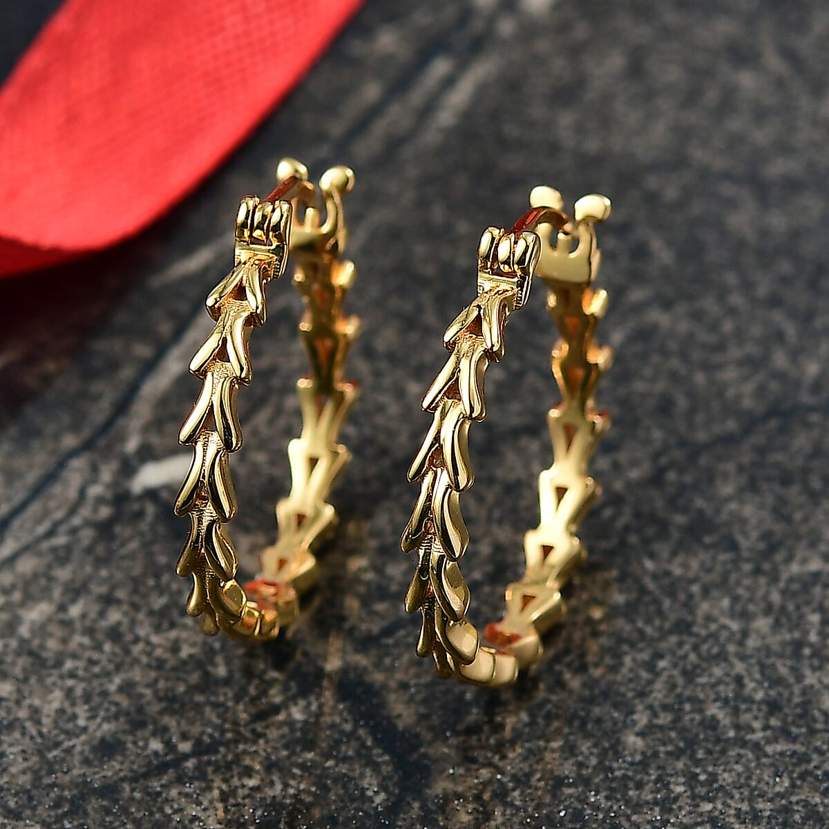 EverTrue Bronzella Collection Organic Chevron Hoop Earrings in 18K YG Plated Bronze image number 1