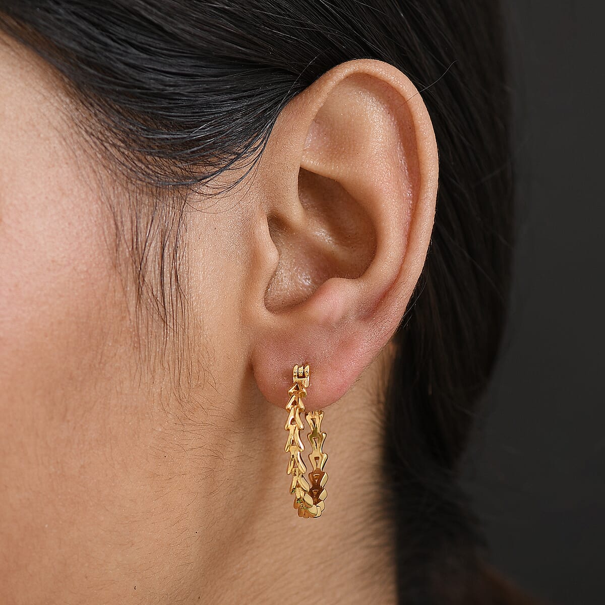 EverTrue Bronzella Collection Organic Chevron Hoop Earrings in 18K YG Plated Bronze image number 2