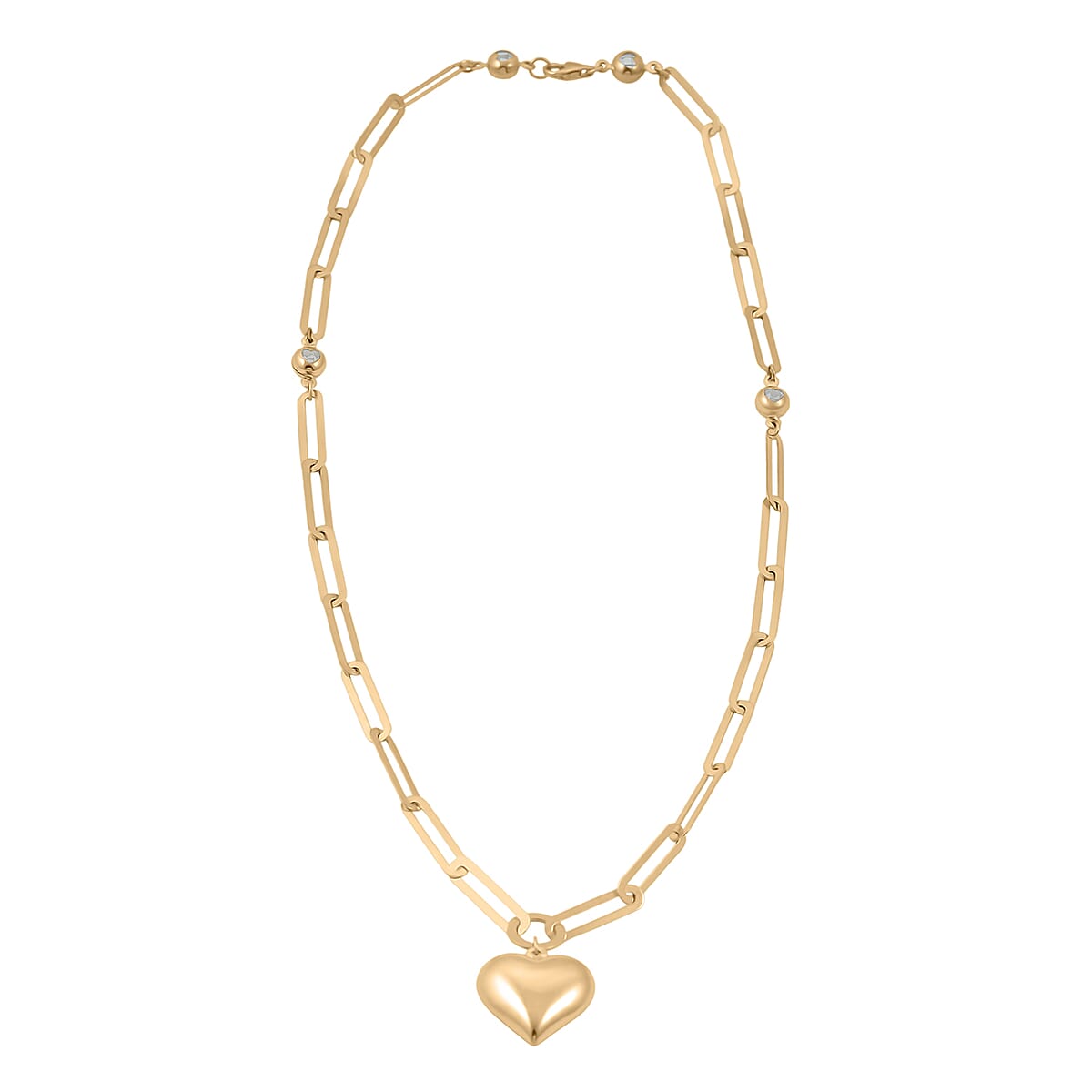 Heart Pendant with Paper Clip Chain Necklace in 10K Yellow Gold 8 Grams 18 Inches image number 3