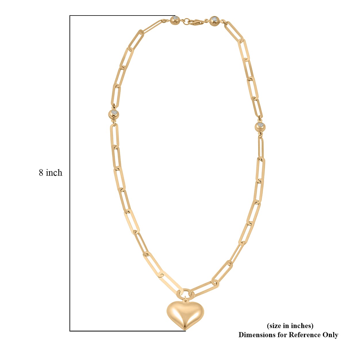 Heart Pendant with Paper Clip Chain Necklace in 10K Yellow Gold 8.5 Grams 20 Inches image number 5