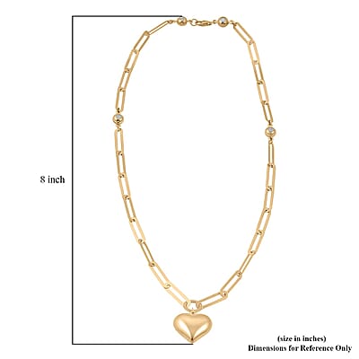Heart Pendant with Paper Clip Chain Necklace in 10K Yellow Gold 8.5 Grams 20 Inches