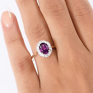 Certified & Appraised AAA Radiant Ember Garnet and G-H SI Luxuriant Lab Grown Diamond 1.80 ctw Ring in 10K Yellow Gold (Size 10.0)