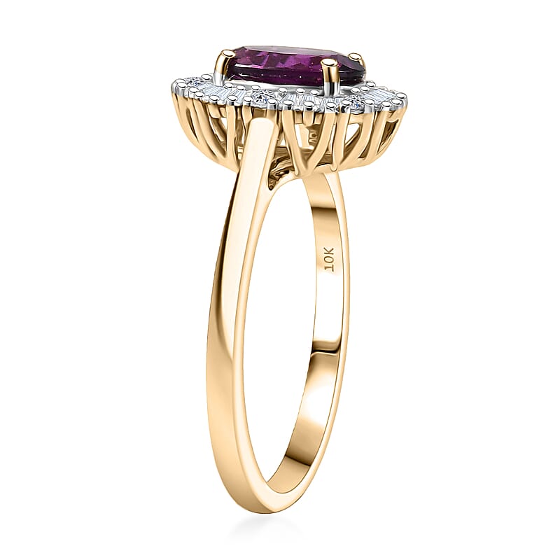 Certified & Appraised AAA Radiant Ember Garnet and G-H SI Luxuriant Lab Grown Diamond 1.80 ctw Ring in 10K Yellow Gold (Size 10.0)