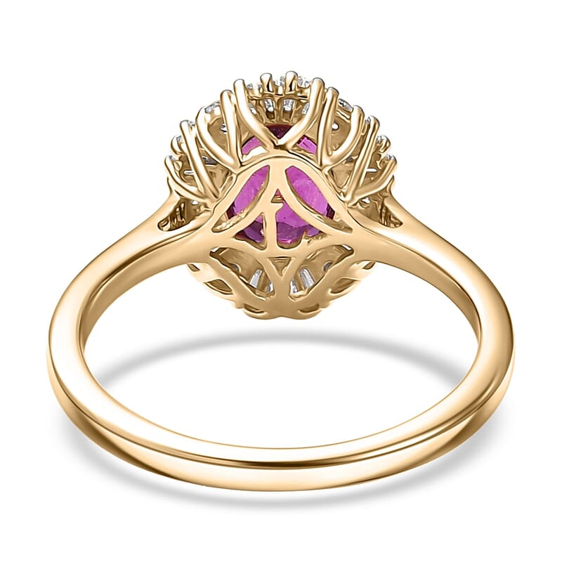 Host Pick Certified & Appraised 10K Yellow Gold AAA Radiant Ember Garnet, Luxuriant Lab Grown Diamond (G-H, SI) Ring (Size 11.0) 1.80 ctw