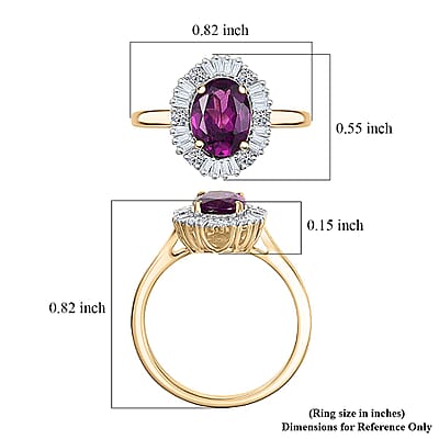 Host Pick Certified & Appraised 10K Yellow Gold AAA Radiant Ember Garnet, Luxuriant Lab Grown Diamond (G-H, SI) Ring (Size 5.0) 1.80 ctw