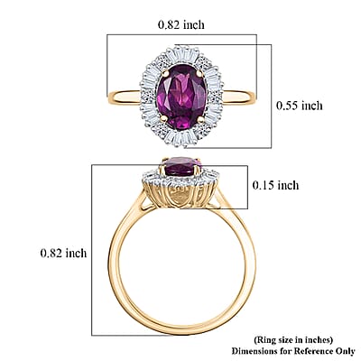 Certified & Appraised AAA Radiant Ember Garnet and G-H SI Luxuriant Lab Grown Diamond 1.80 ctw Ring in 10K Yellow Gold (Size 6.0)
