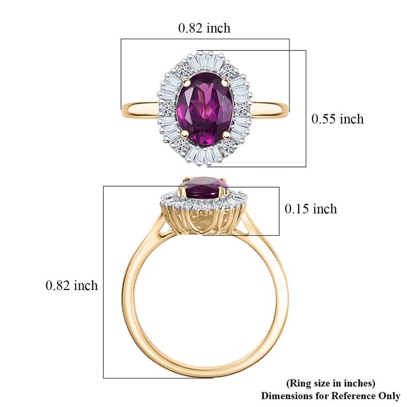 Certified & Appraised AAA Radiant Ember Garnet and G-H SI Luxuriant Lab Grown Diamond 1.80 ctw Ring in 10K Yellow Gold (Size 6.0)