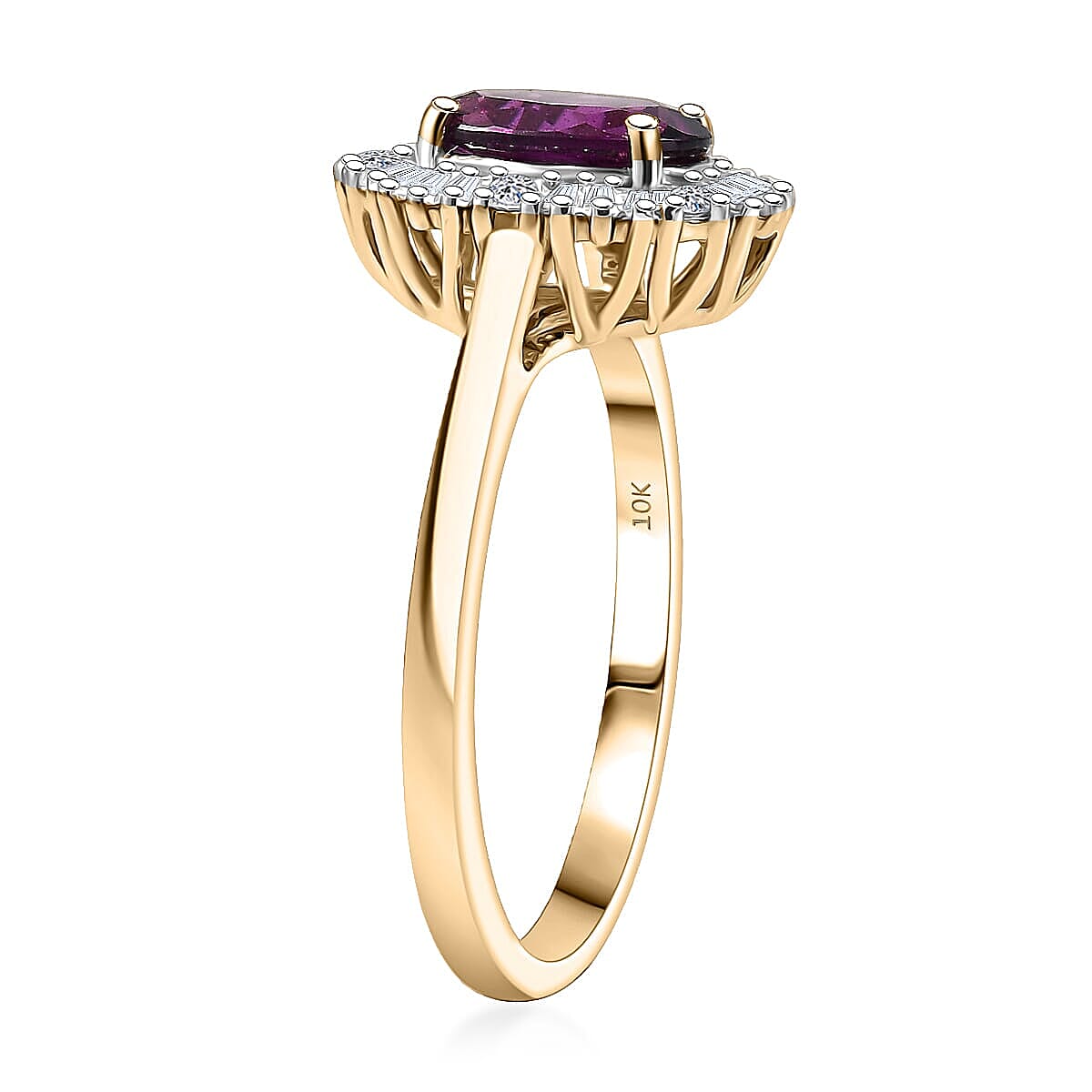 Certified & Appraised AAA Radiant Ember Garnet and G-H SI Luxuriant Lab Grown Diamond 1.80 ctw Ring in 10K Yellow Gold (Size 7.0) image number 3