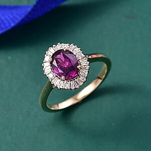 Certified & Appraised AAA Radiant Ember Garnet and G-H SI Luxuriant Lab Grown Diamond 1.80 ctw Ring in 10K Yellow Gold (Size 8.0)