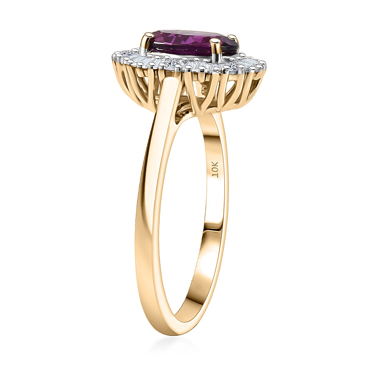 Certified & Appraised AAA Radiant Ember Garnet and G-H SI Luxuriant Lab Grown Diamond 1.80 ctw Ring in 10K Yellow Gold (Size 9.0) image number 3