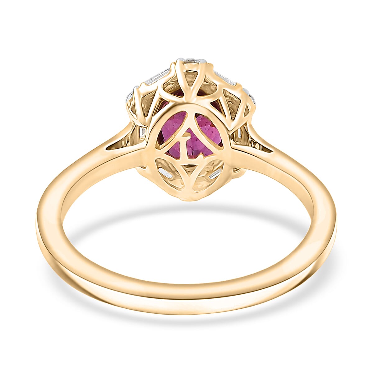 Certified & Appraised AAA Radiant Ember Garnet and Luxuriant Lab Grown Diamond G-H SI 1.65 ctw Ring in 10K Yellow Gold (Size 10.0) image number 4