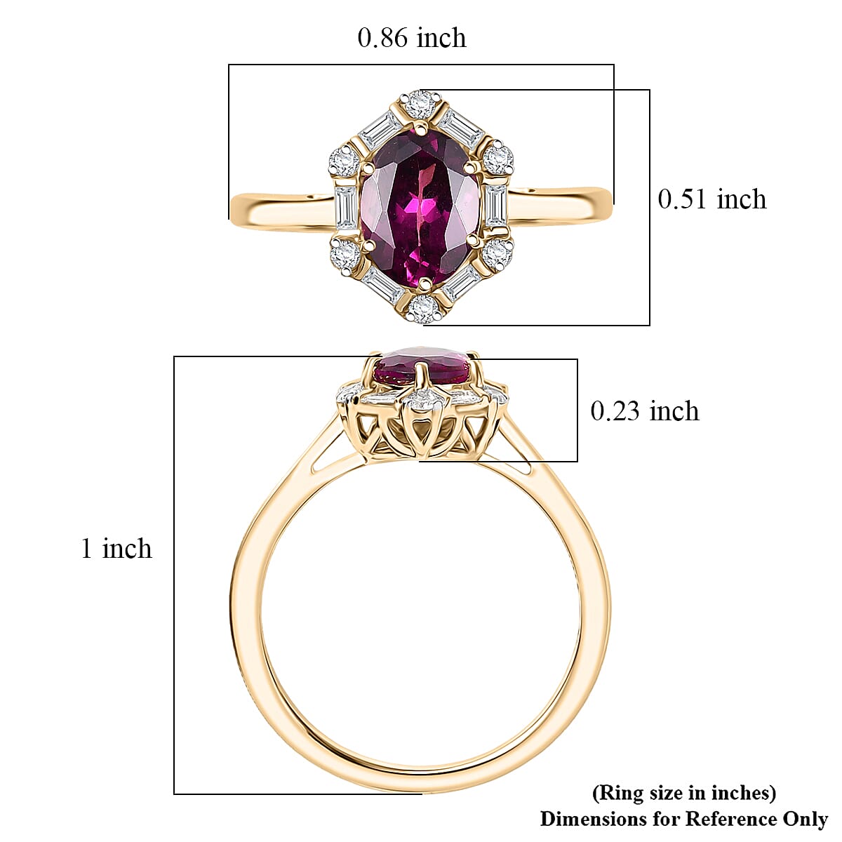Certified & Appraised AAA Radiant Ember Garnet and Luxuriant Lab Grown Diamond G-H SI 1.65 ctw Ring in 10K Yellow Gold (Size 10.0) image number 5