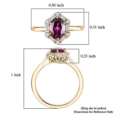 Certified & Appraised AAA Radiant Ember Garnet and Luxuriant Lab Grown Diamond G-H SI 1.65 ctw Ring in 10K Yellow Gold (Size 10.0)