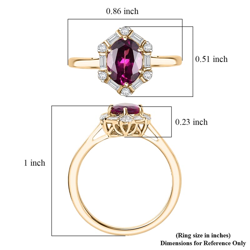 Certified & Appraised AAA Radiant Ember Garnet and Luxuriant Lab Grown Diamond G-H SI 1.65 ctw Ring in 10K Yellow Gold (Size 6.0)