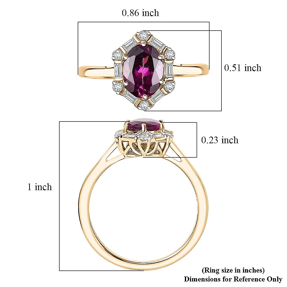 Certified & Appraised AAA Radiant Ember Garnet and Luxuriant Lab Grown Diamond G-H SI 1.65 ctw Ring in 10K Yellow Gold (Size 9.0)