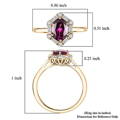 Certified & Appraised AAA Radiant Ember Garnet and Luxuriant Lab Grown Diamond G-H SI 1.65 ctw Ring in 10K Yellow Gold (Size 9.0)