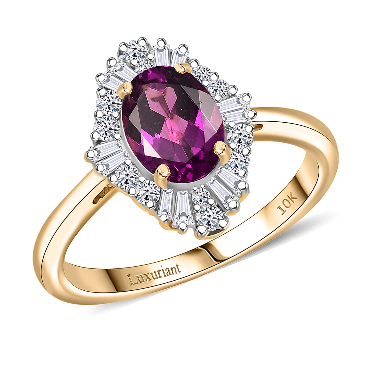 Certified & Appraised AAA Radiant Ember Garnet and Luxuriant Lab Grown Diamond G-H SI 1.83 ctw Ring in 10K Yellow Gold (Size 10.0) image number 0