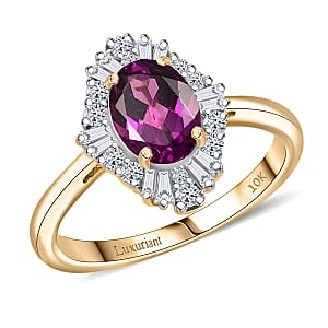Certified & Appraised AAA Radiant Ember Garnet and Luxuriant Lab Grown Diamond G-H SI 1.83 ctw Ring in 10K Yellow Gold (Size 10.0)