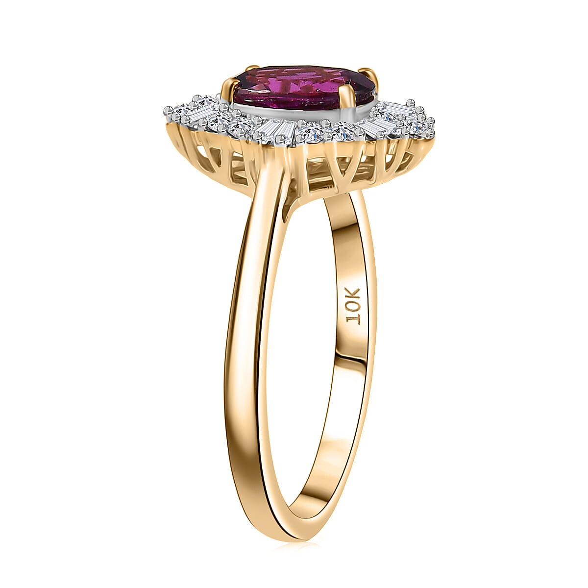 Certified & Appraised AAA Radiant Ember Garnet and Luxuriant Lab Grown Diamond G-H SI 1.83 ctw Ring in 10K Yellow Gold (Size 10.0) image number 3