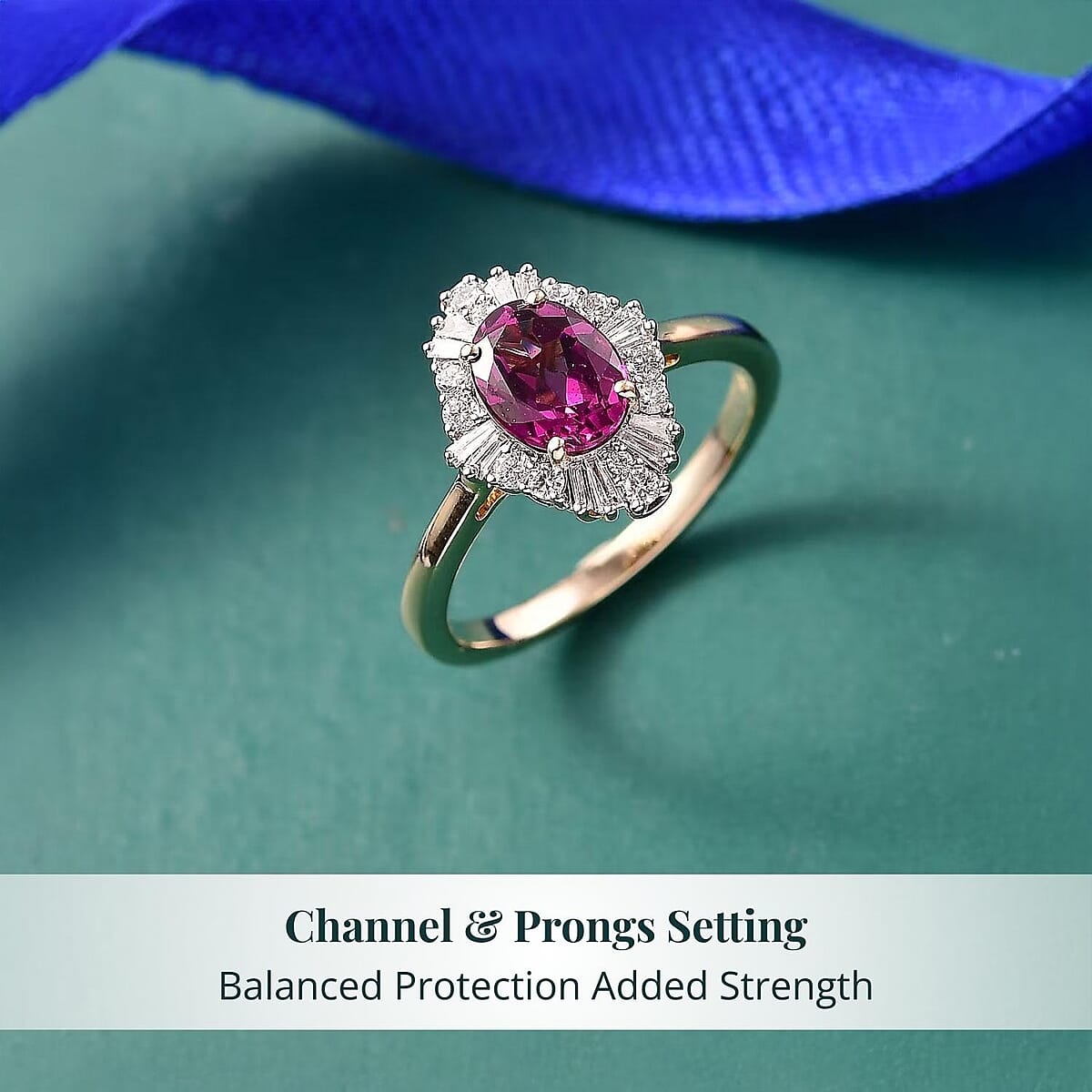 Certified & Appraised AAA Radiant Ember Garnet, Lab Grown Diamond Ring in 10K Yellow Gold 1.83 ctw (Size 7.0) image number 3