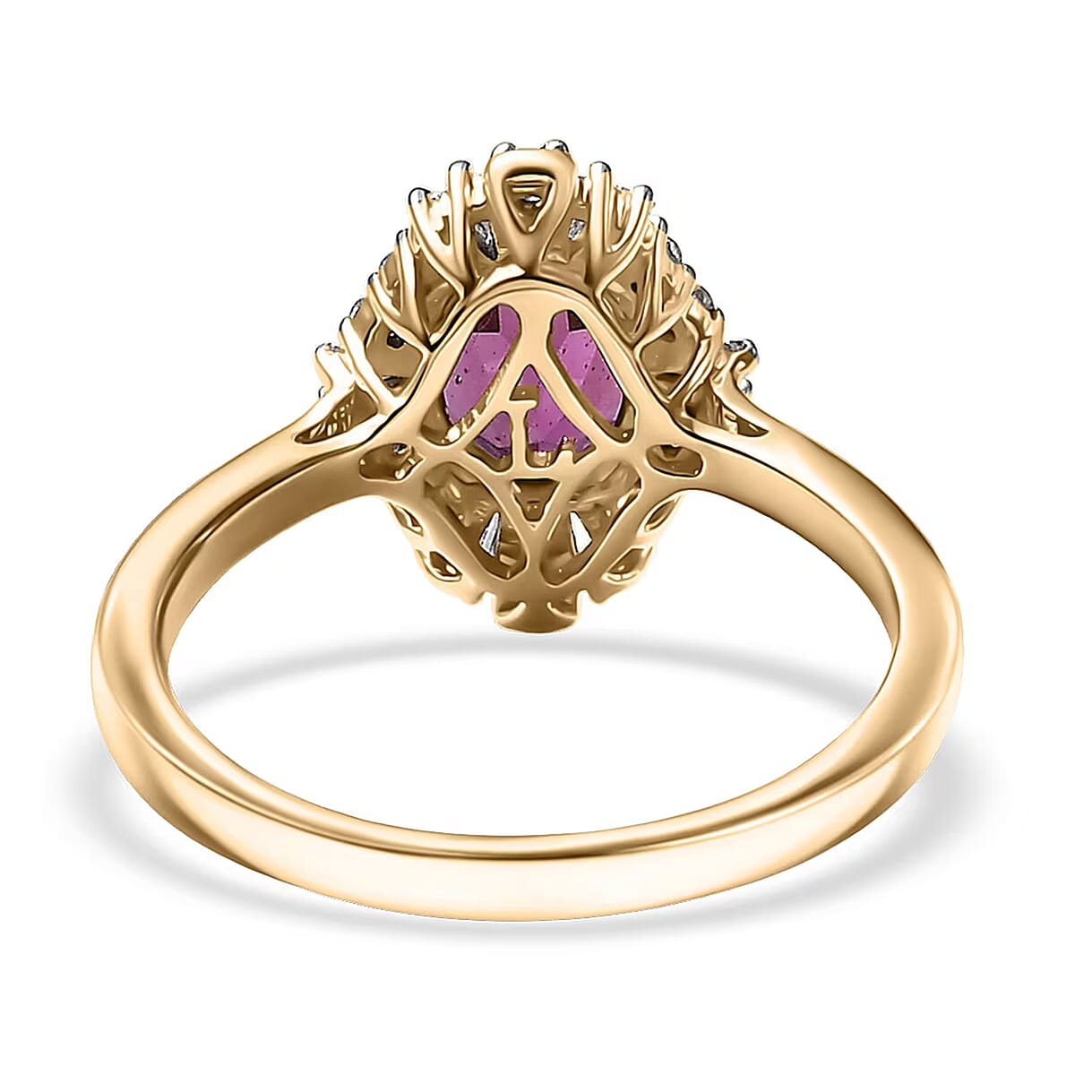 Certified & Appraised AAA Radiant Ember Garnet, Lab Grown Diamond Ring in 10K Yellow Gold 1.83 ctw (Size 7.0) image number 6