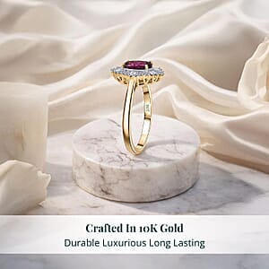 Certified & Appraised AAA Radiant Ember Garnet, Lab Grown Diamond Ring in 10K Yellow Gold 1.83 ctw (Size 8.0)