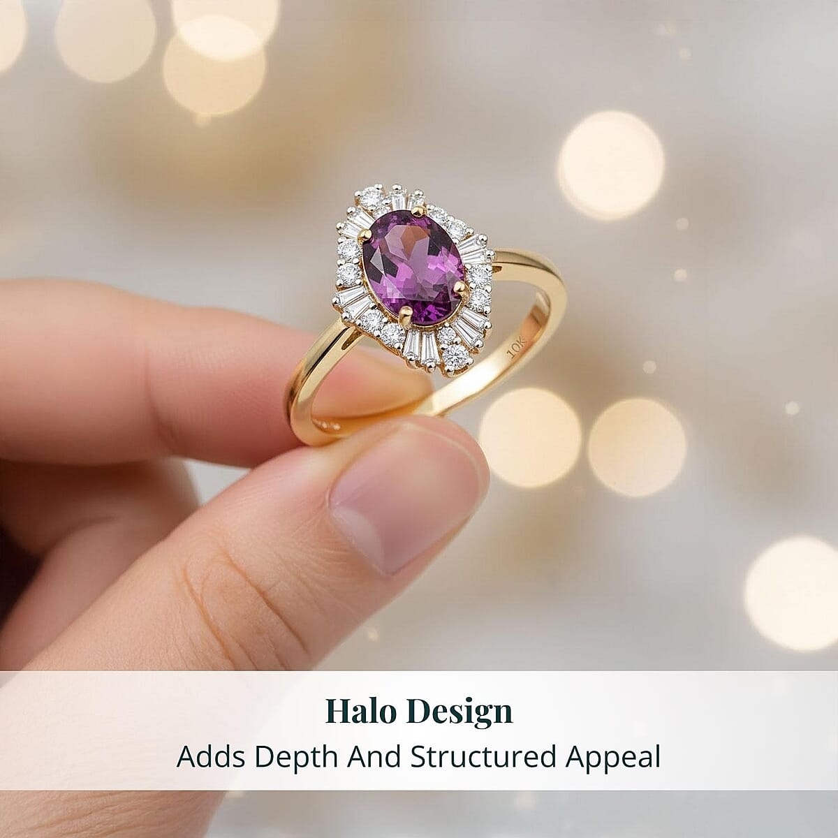 Certified & Appraised AAA Radiant Ember Garnet, Lab Grown Diamond Ring in 10K Yellow Gold 1.83 ctw (Size 8.0) image number 4